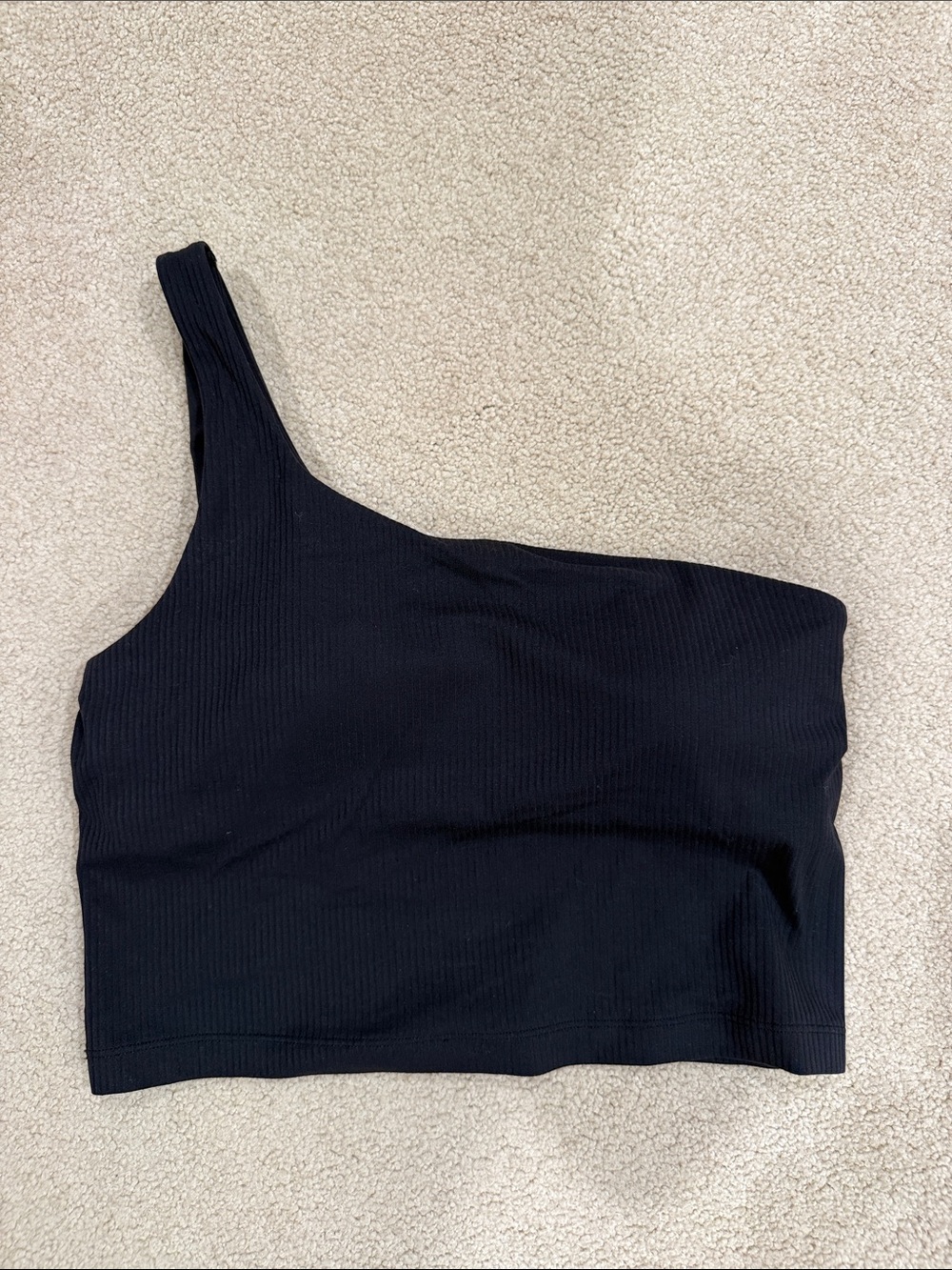 lululemon athletica Black One-Shoulder Ribbed Crop